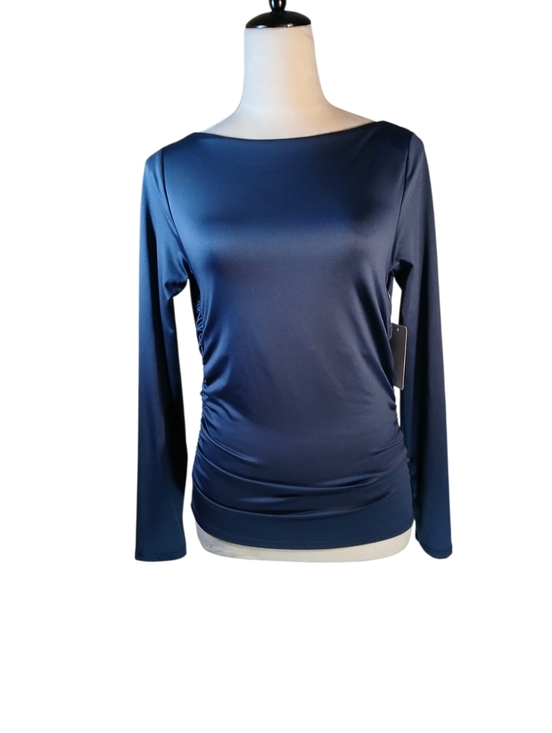 gaze Tops - NWT GAZE Draped Plunge Back, Blue Blouse